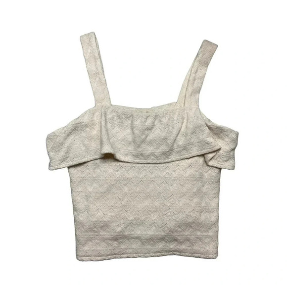 Madewell Cotton Cream Ruffled Tank Top-sz Small - Picture 5 of 7